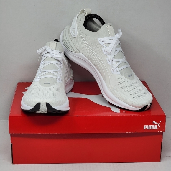 Puma Electrify Nitro 3 Knit White Gray Mens Size 10.5 Running Shoe 379084-01 New - Picture 1 of 9